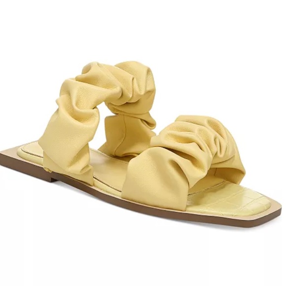 New Circus by Sam Edelman Yellow Iggy Ruffled Square Toe Sandals - Picture 1 of 10